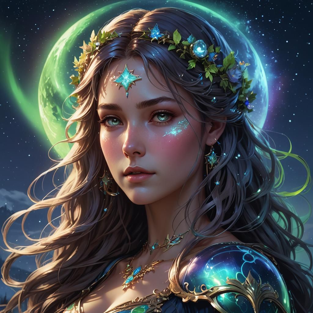 Aurora Portrait in Hyperdetailed Digital Art Style