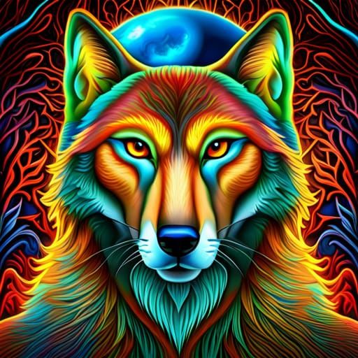 Hyperrealistic 3D Wolf in Forest Under Moonlight