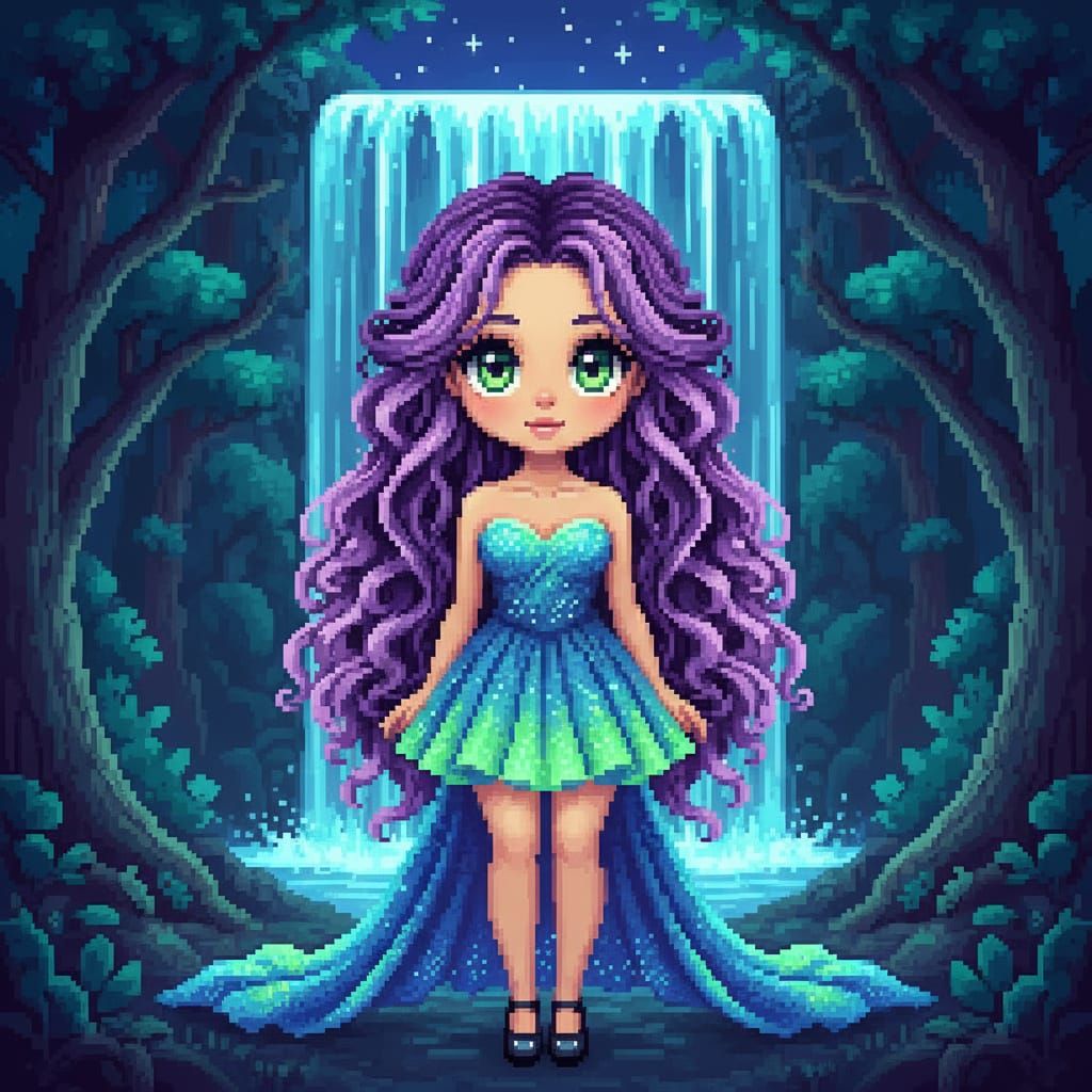 Chibi Fairy Pixel Art in Enchanted Forest