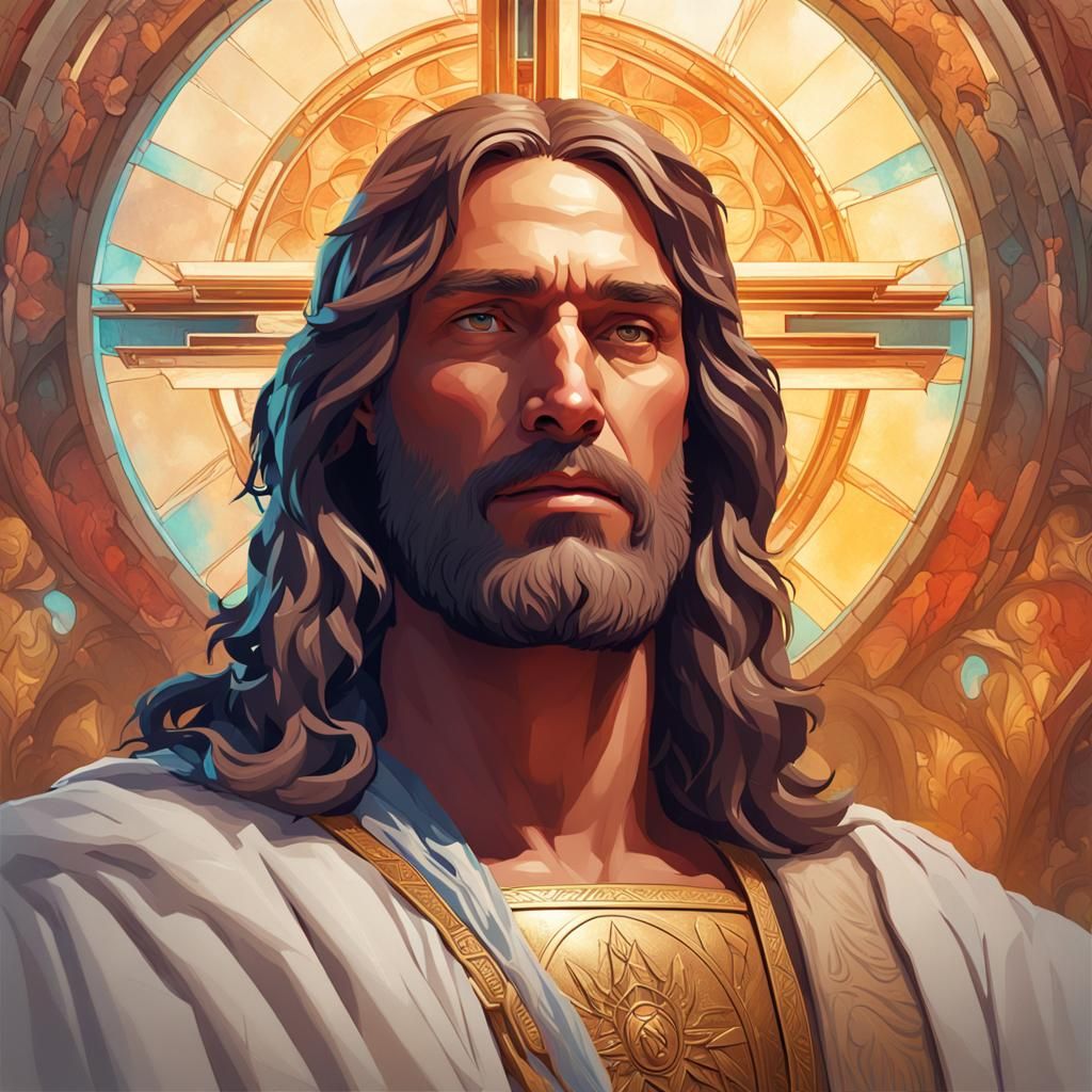 Hyperdetailed Portrait of Jesus in Splash Art Style