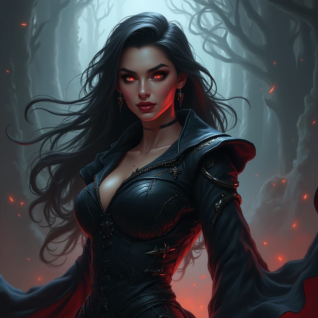 Powerful Villainess Portrait in Fantasy Concept Art Style