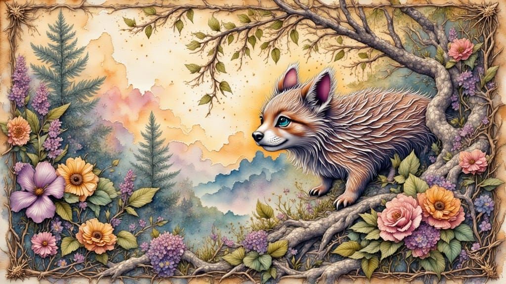 Watercolor Hardenbergia Violacea with Quantum Zentanglement