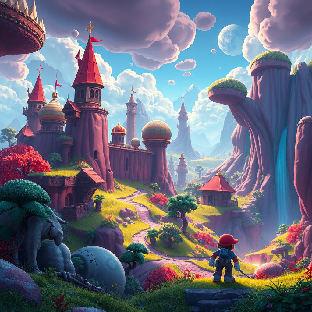 Fortnite and Mario High-Fantasy Landscape in Unreal Engine