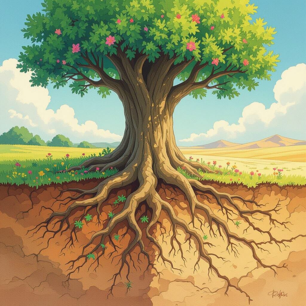 Ancient Tree Between Worlds: A Ghibli-Inspired Vision