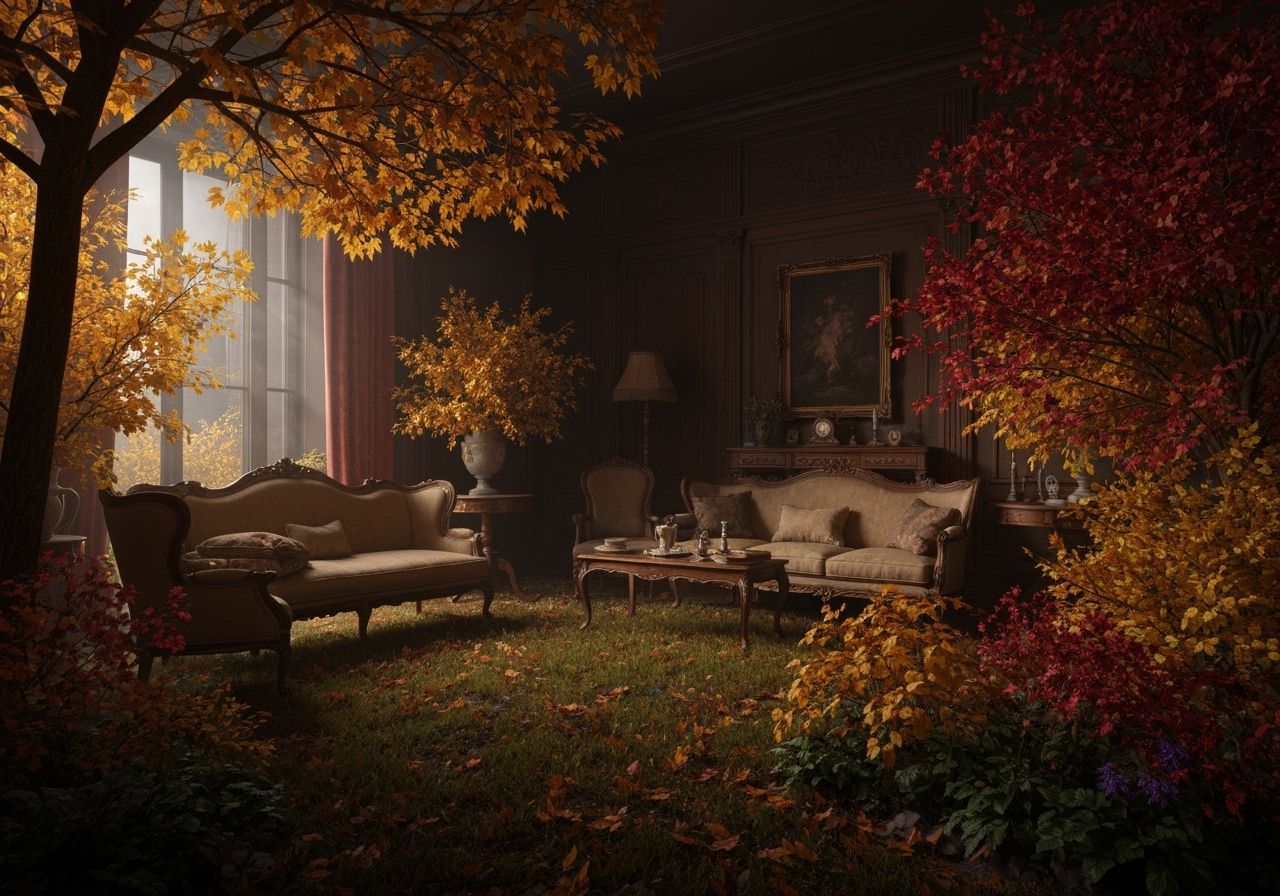 Victorian Halloween Room With Integrated Autumn Garden
