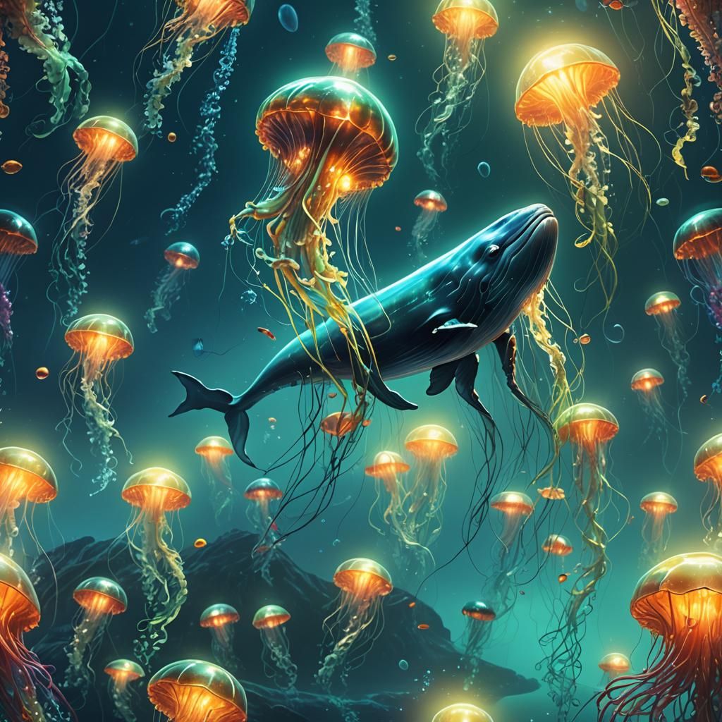 Glass Whale's Bioluminescent Ocean Dreamscape