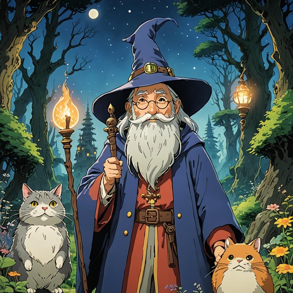 Ghibli-Style Wizard Illustration