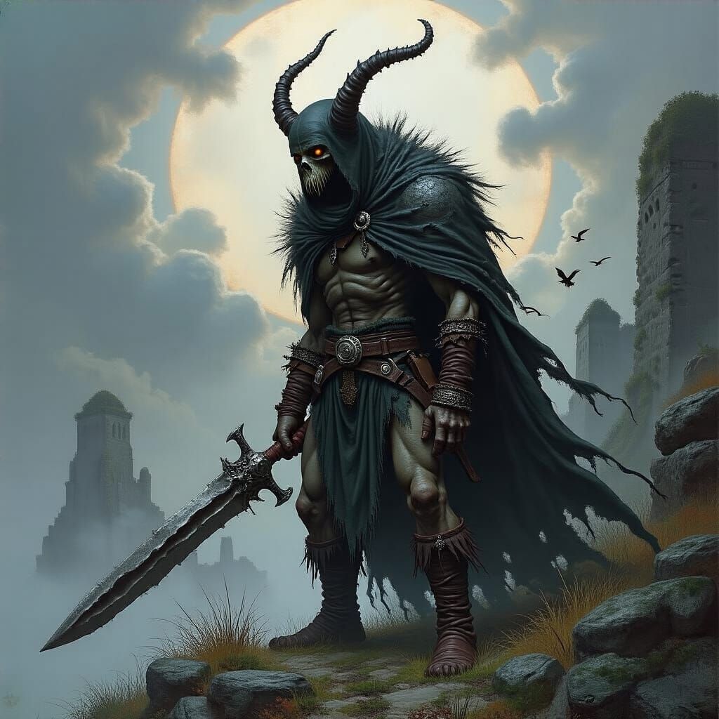 Grimdark Fantasy Landscape by Keith Parkinson Style