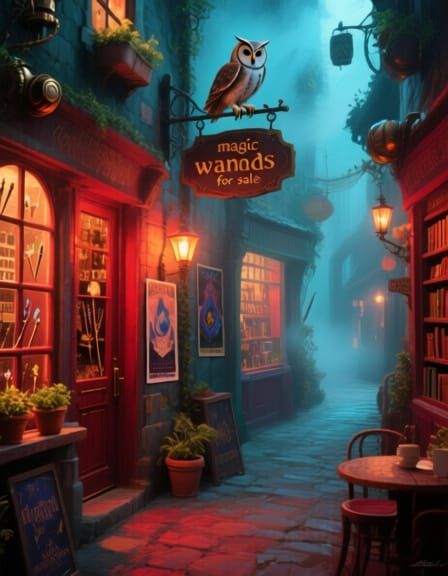 Enchanting Magic Alley in Medieval Fantasy Style