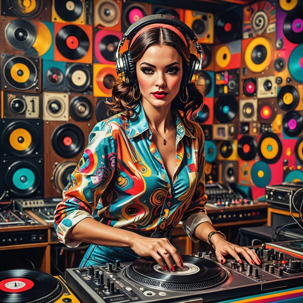 Funk Art: Retro DJ in Colorful Studio