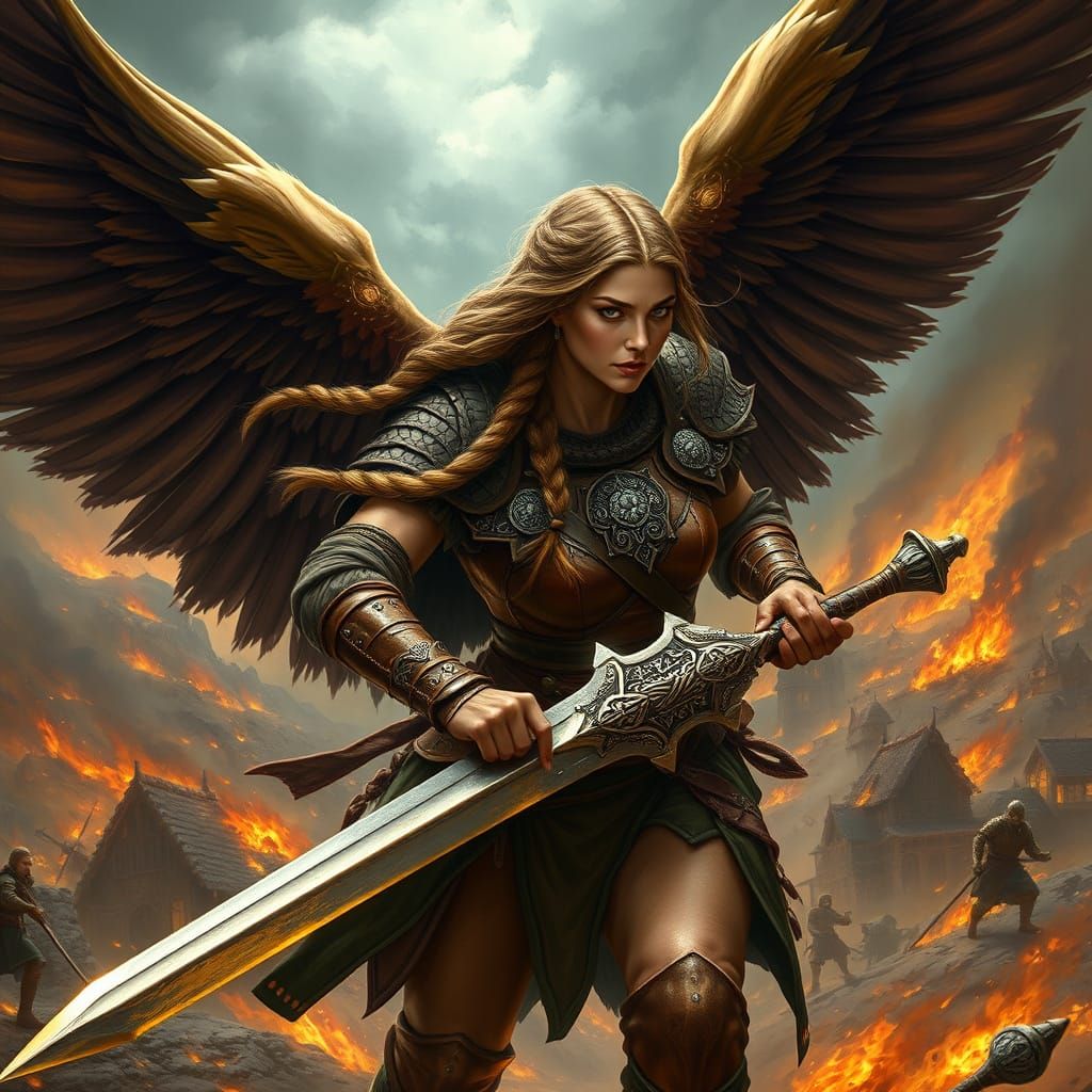Epic Viking Warrior Woman Soars into Battle