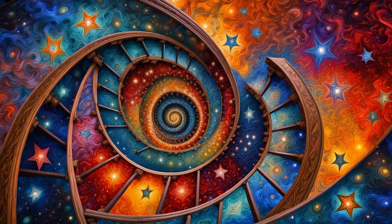 Connected Stars in Bold Magnetic Maelstrom, Impasto Style