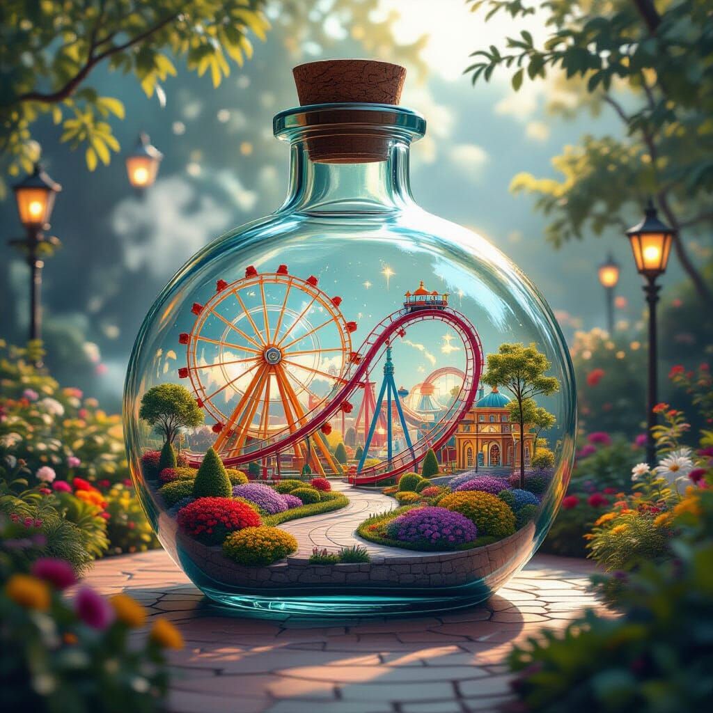 Theme Park Inside a Bottle as Digital Art