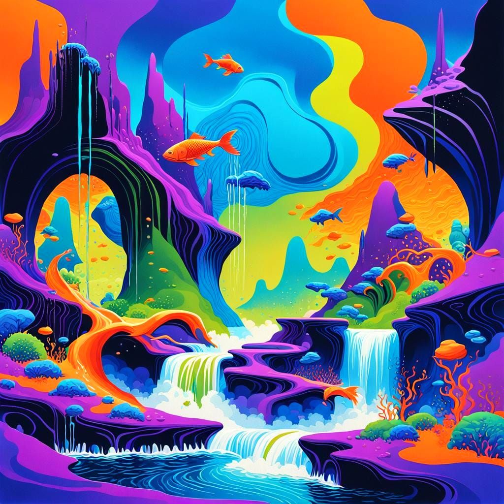 Fantasy Seascape Album Cover Art in Roger Dean Style