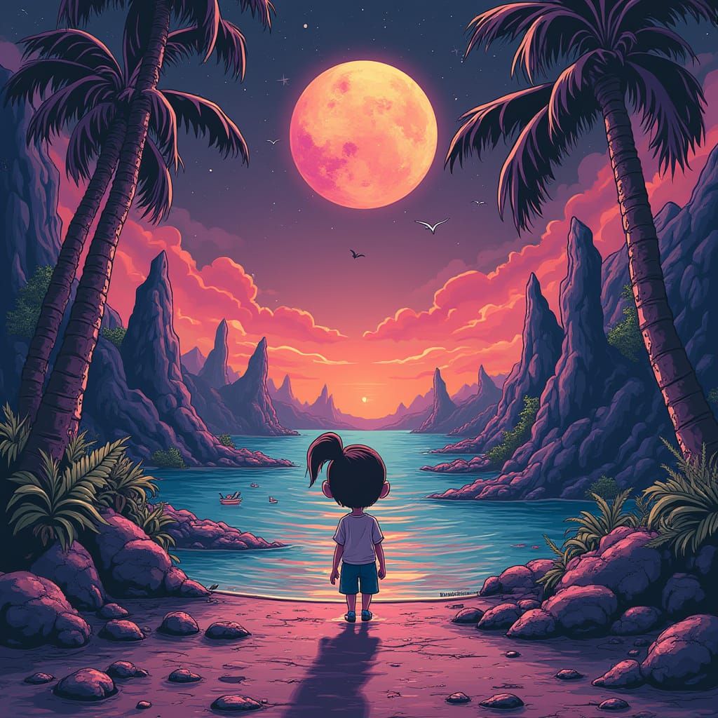 Psychedelic Cartoon: A Surreal Depiction of Not Okay