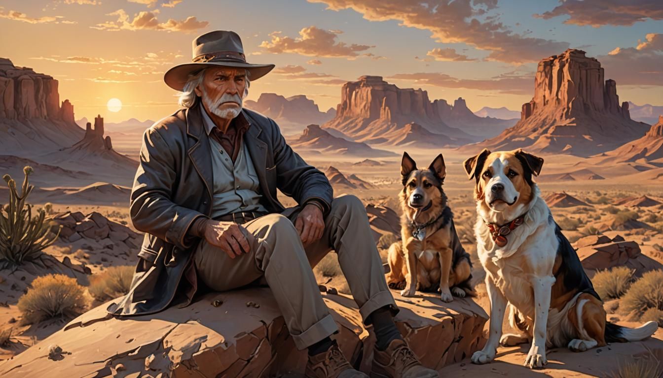 Desert Sunset Portrait in Hyperrealistic Style