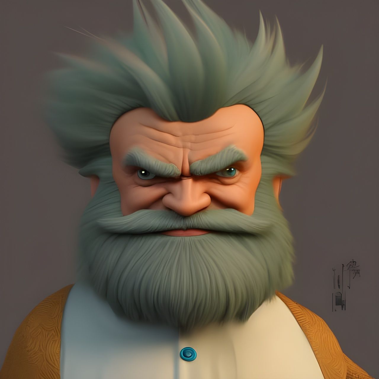 Funny Old Man: 3D Cartoon Satirical Portrait