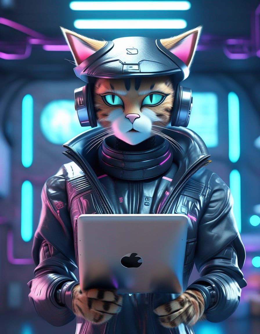 Cat is a cyberpunk graphic designer!!