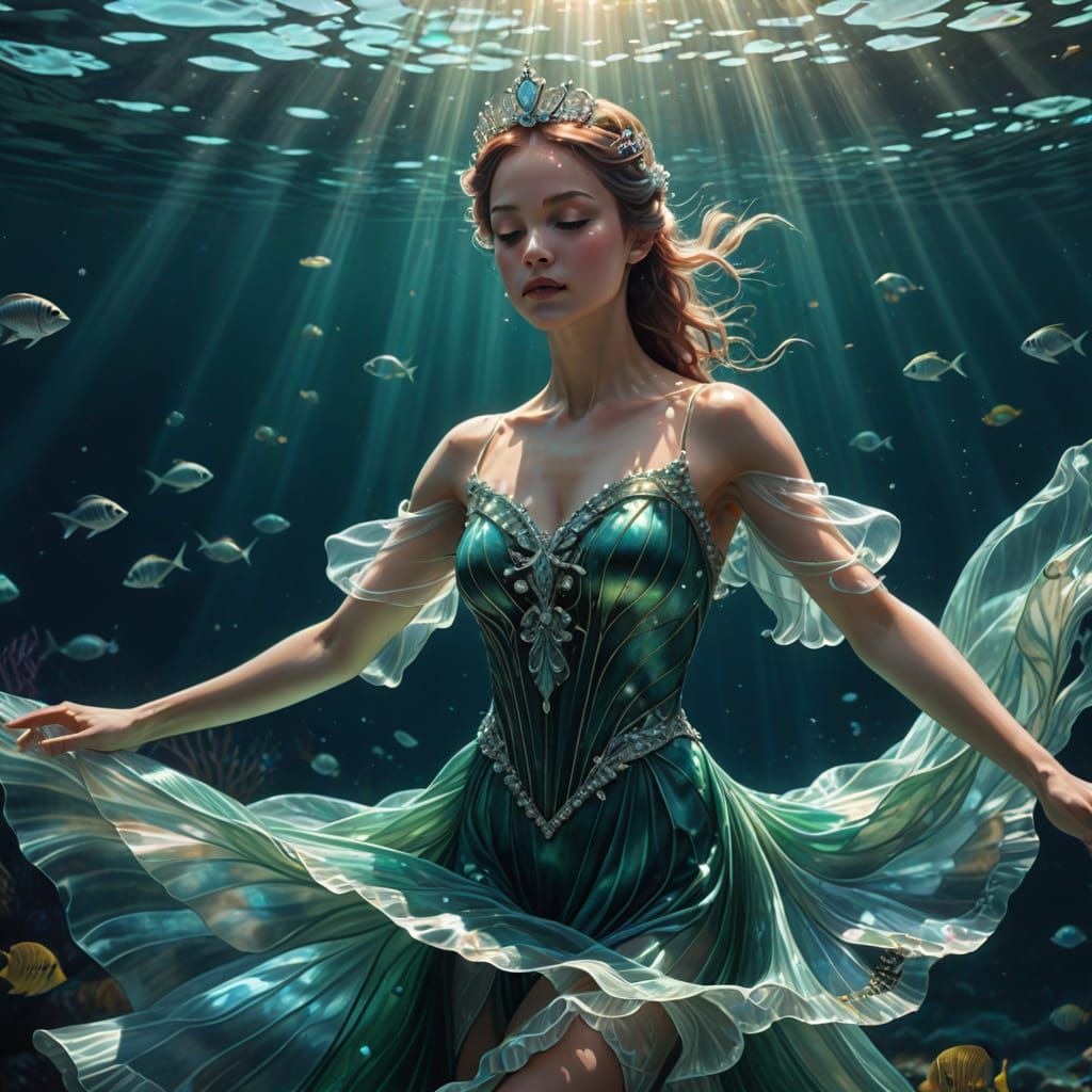 Underwater Ballet Dancer in Art Nouveau Style