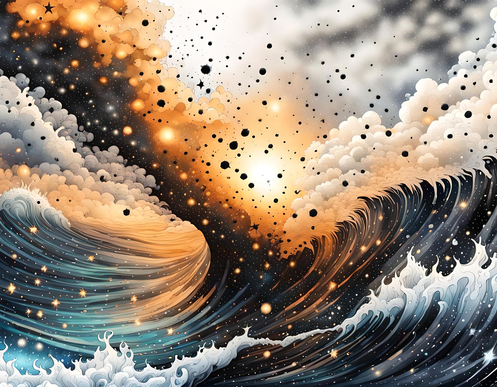 Ultradetailed Fantasy seascape, ultradetailed fantasy background, Hyperrealistic, splash art, concept art, mid shot, int...