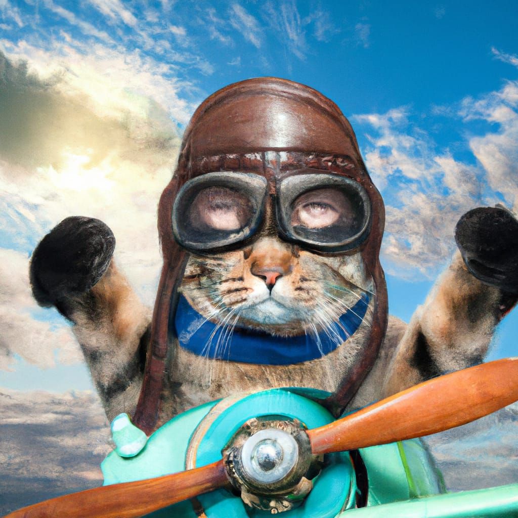 Cat Pilot in Biplane Dogfight