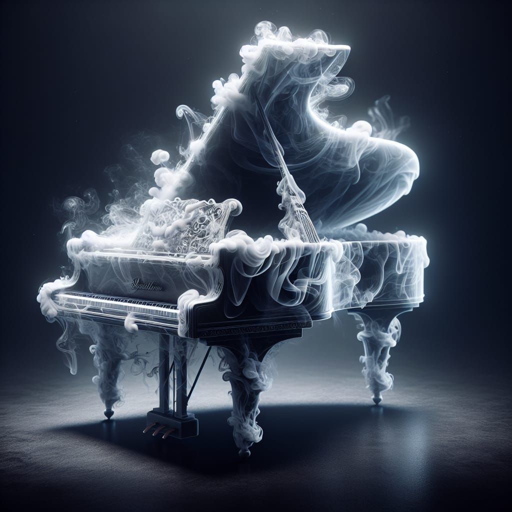 Ethereal Grand Piano Crafted from Smoke