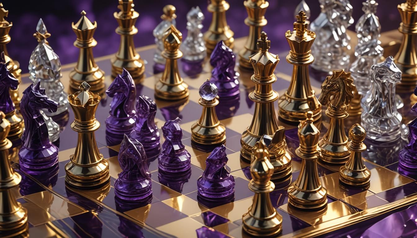 Luxury Crystal Chess Set on Golden Chessboard