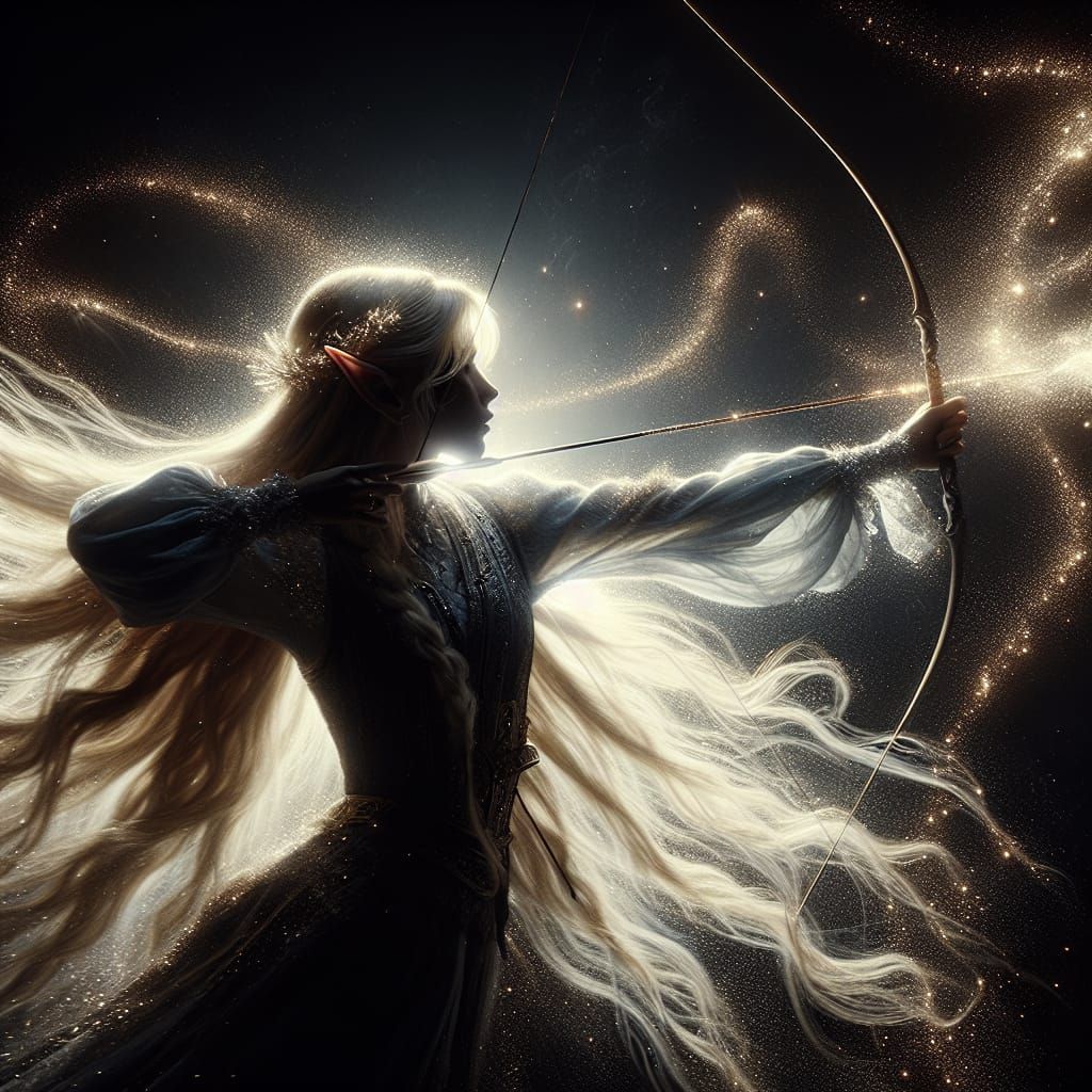 Ethereal Elf in Hypermaximalist Light Art