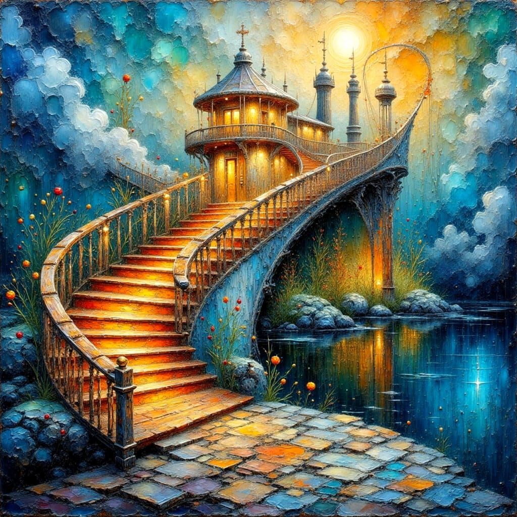 Masked Party on Steamer in Impasto Oil Painting