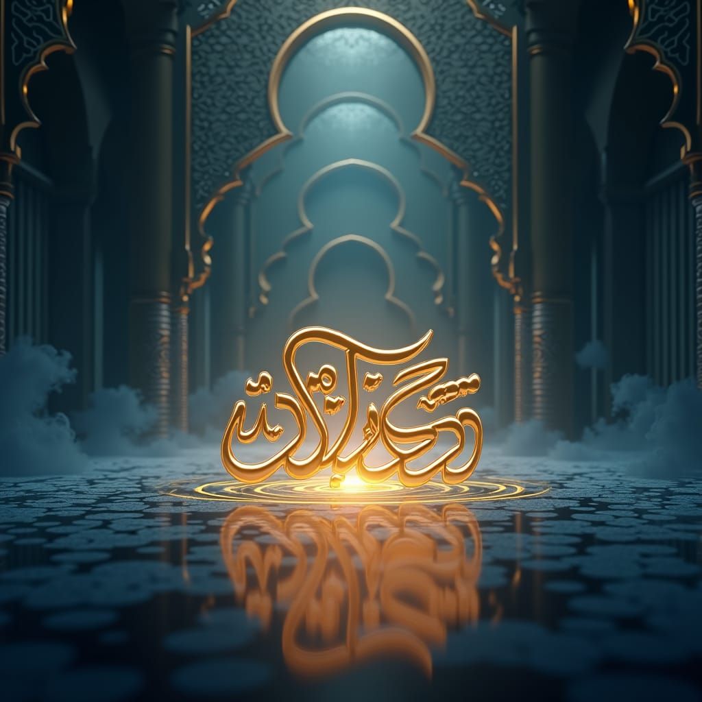 Islamic Welcome Screen in Gold and Blue