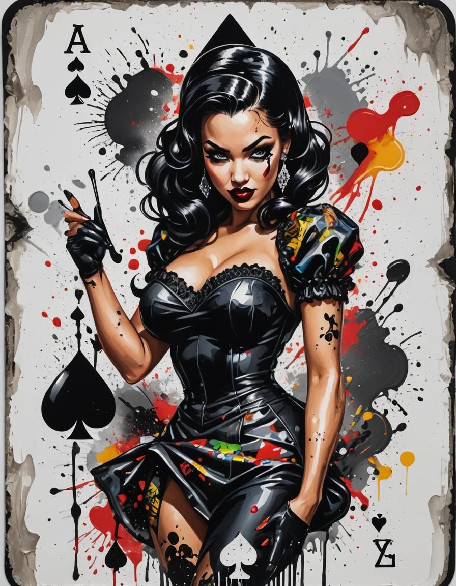 Ace of Spades Pinup Girl in Graffiti Art Style