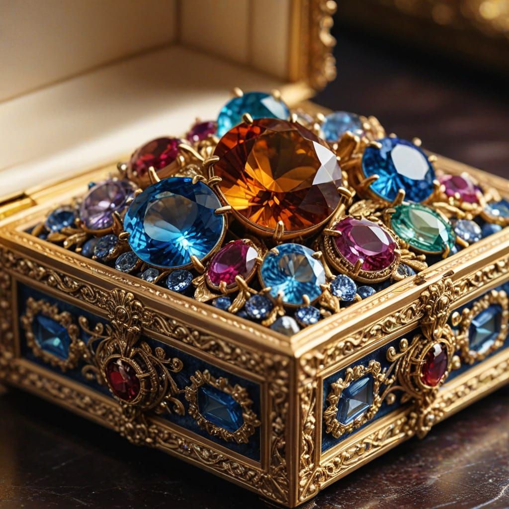 Opulent Gemstone Jewellery in Velvet Box: Macro Photography