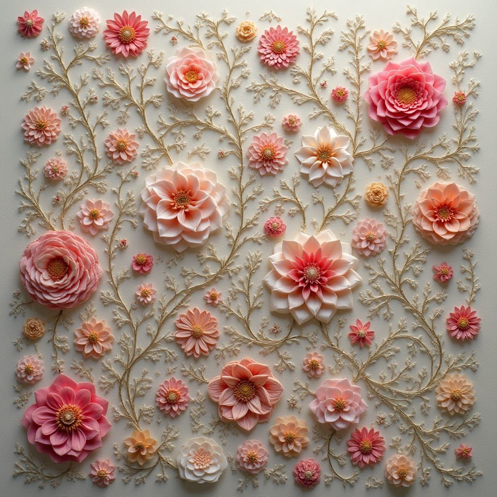 Ethereal Floral Embroidery in Digital Art Style
