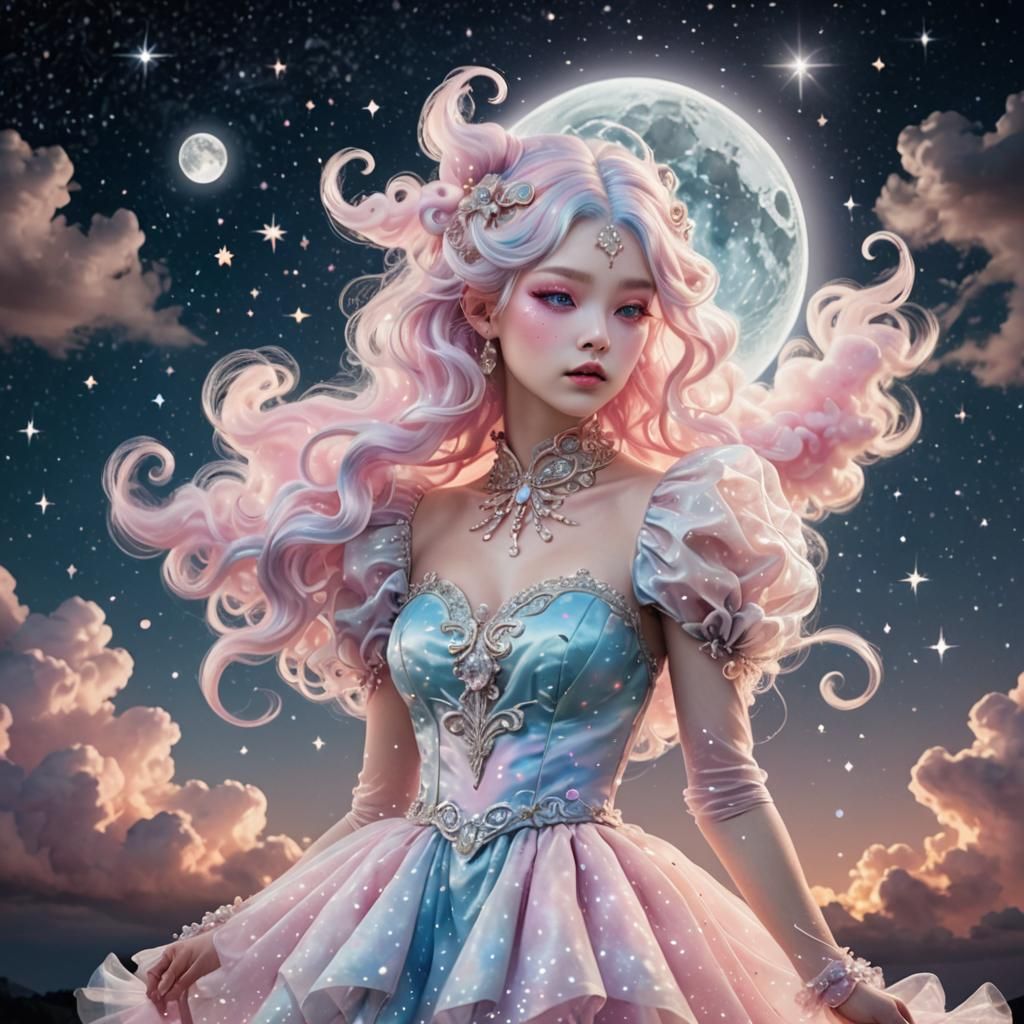 Ethereal Cloud Creature in Moonlight