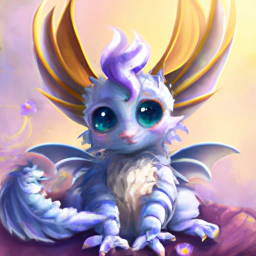 Adorable Baby Crocus Dragon Digital Illustration