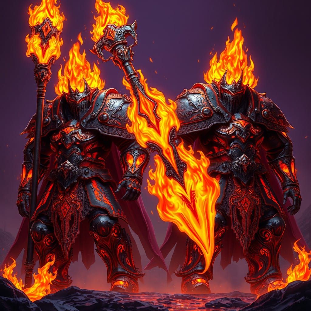 Molten Iron Warriors with Colossal Flame-Imbued Glaives in E...