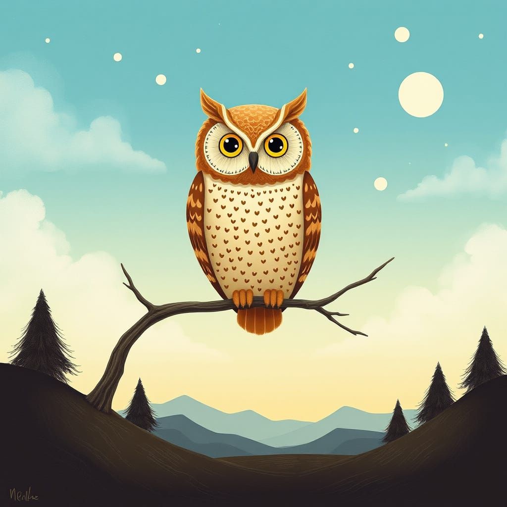 Enigmatic Owl's Gaze into the Night