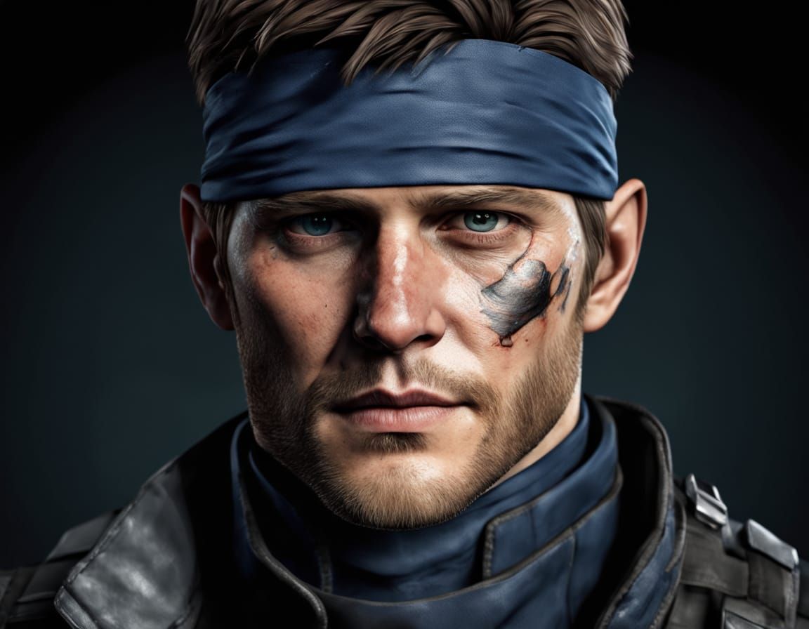 Ultrarealistic Solid Snake Portrait in Tactical Gear
