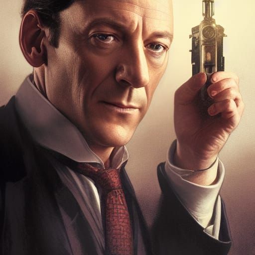 Sherlock Holmes Portrait in Digital Art Style