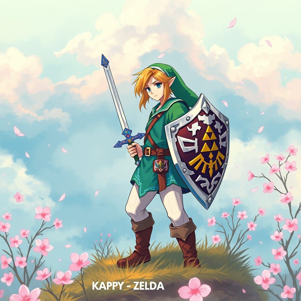 Ethereal Link in Vibrant Anime Key Visual Style