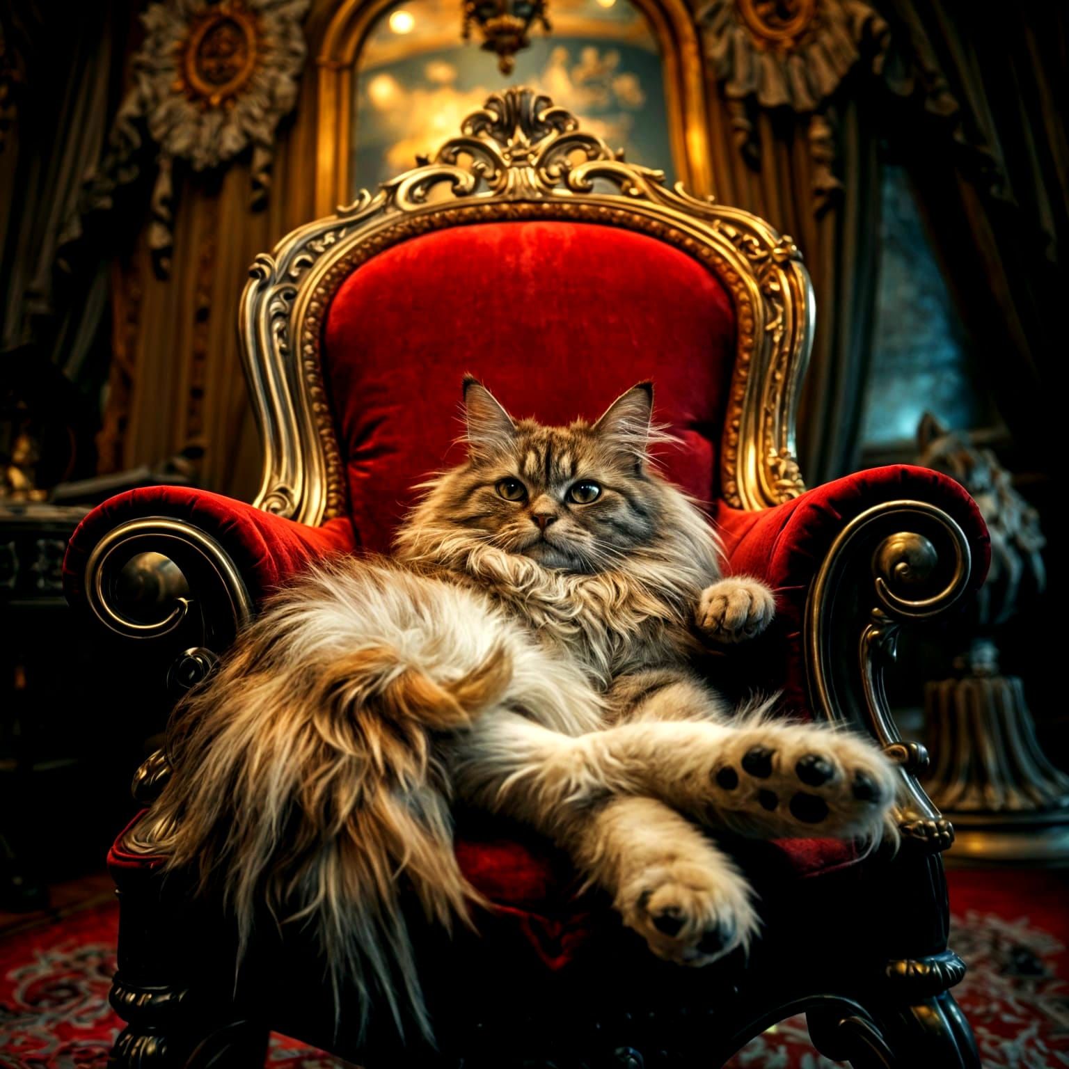 Regal Persian Cat in Victorian Setting: Dreamy Fantasy Art