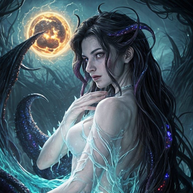 Cosmic Entity Ruling Universe in Dark Fantasy Oil Painting