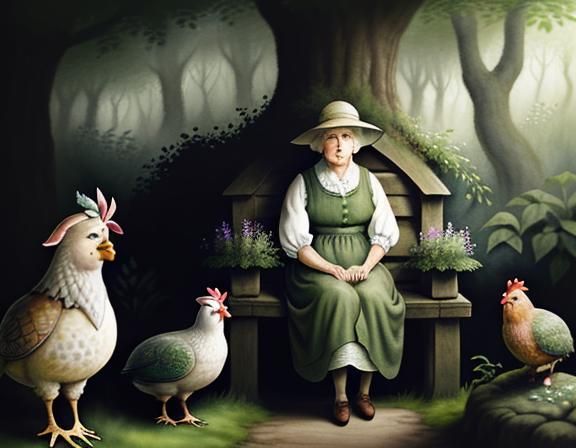 Hobbit Garden Scene in Watercolor Style