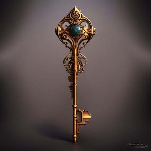Steampunk Keyblade: Detailed Matte Painting in 8k