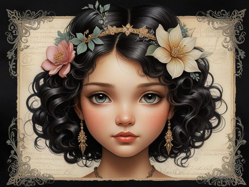 Retro NFT Art with Shabby Chic Border and Soft Contours