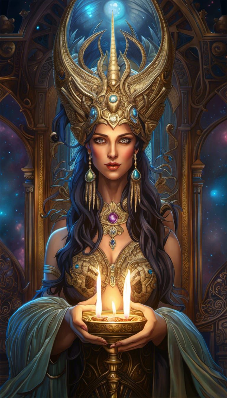 Fantasycore Birthday Art in Art Nouveau Style