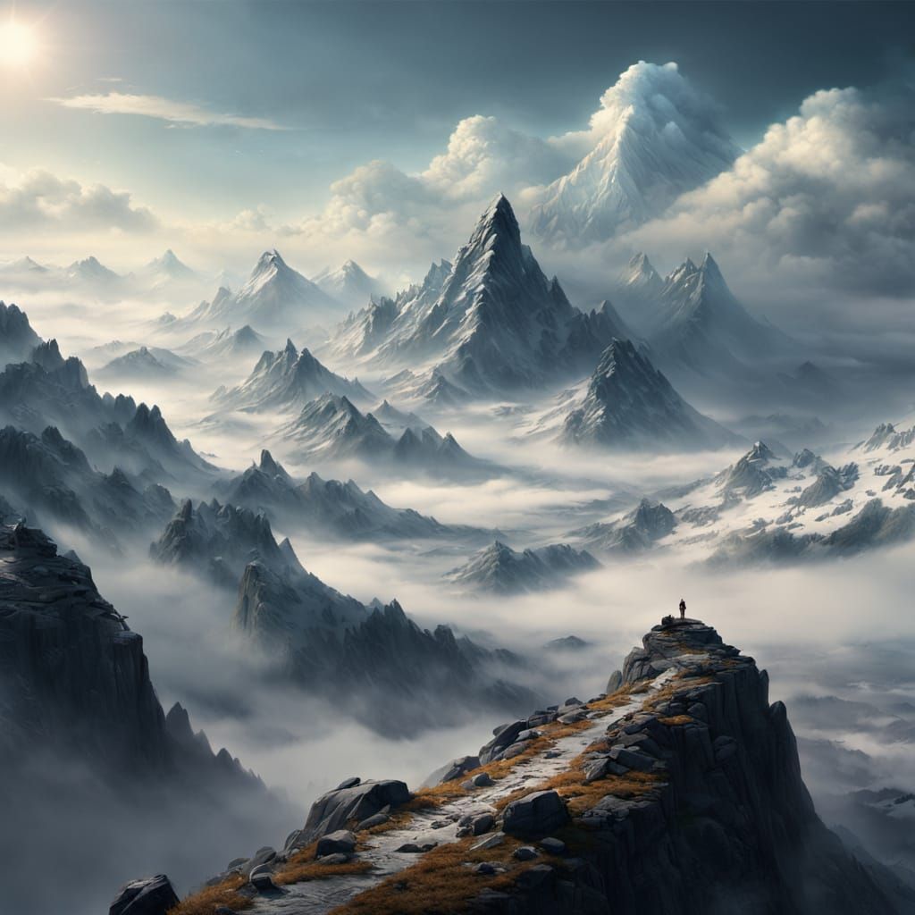 Epic Misty Mountains Digital Matte Painting