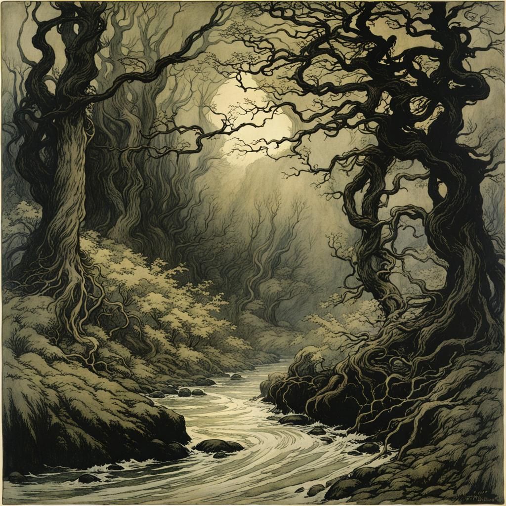 Eldritch Forest Illustration in Vintage Style