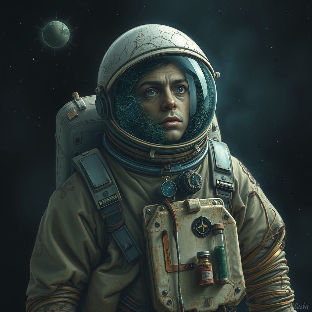 Cosmic Drifter in Haunting, Ominous Space Suit