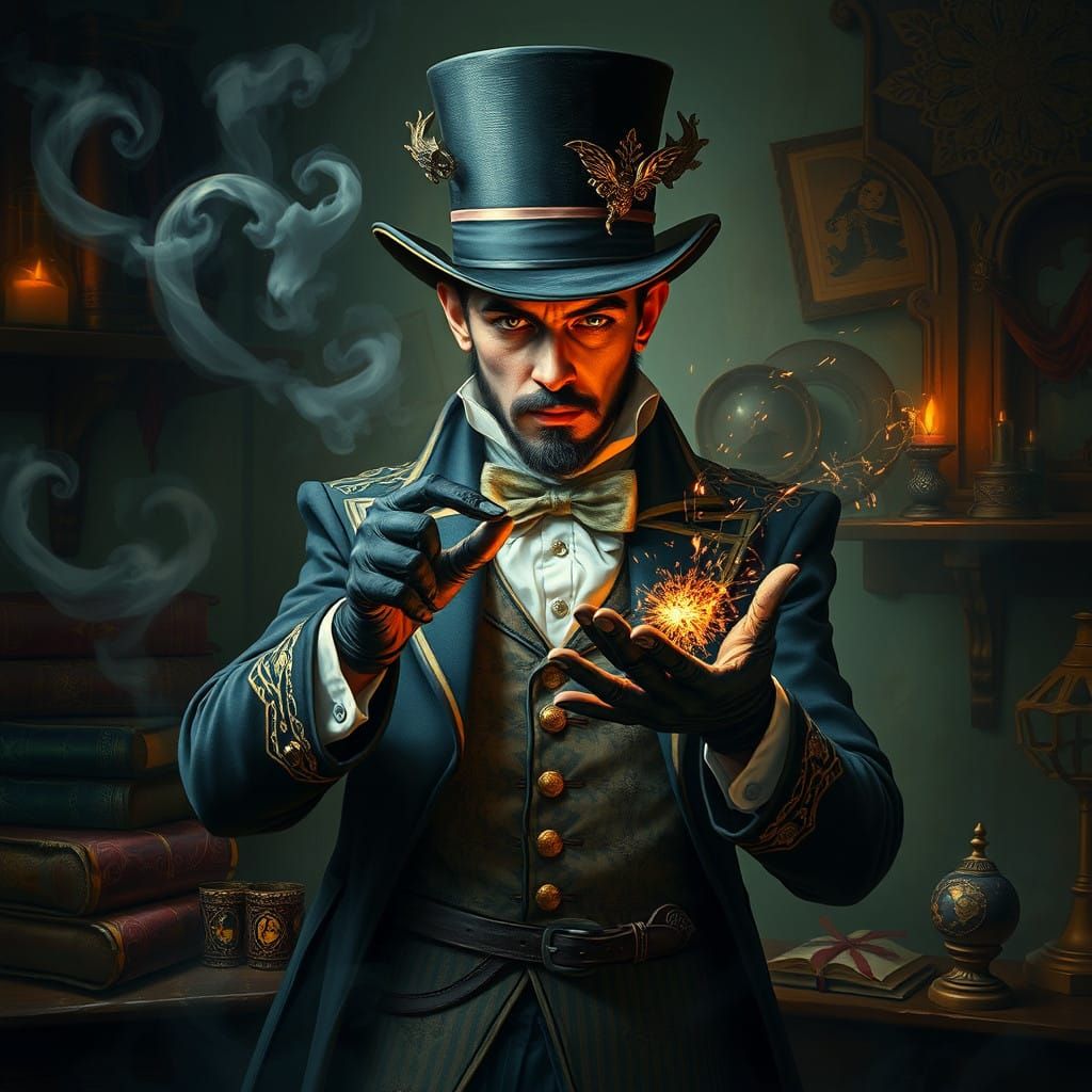 Surreal Magician Weaves Mystical Patterns